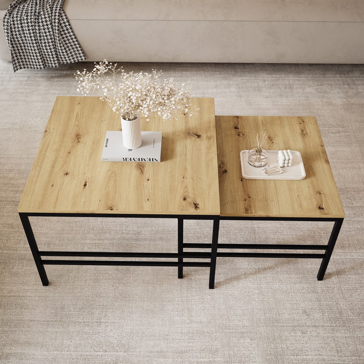 Stolik kawowy 2w1 FORMA dąb artisan/czarny