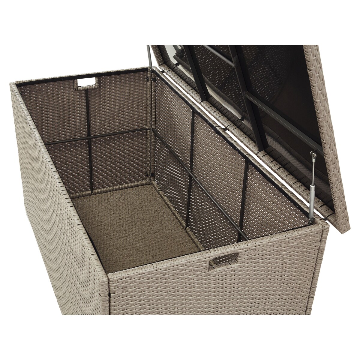 Skrzynia ogrodowa z technorattanu 155 x 75 cm beżowoszara MODENA