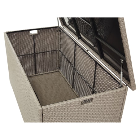 Skrzynia ogrodowa z technorattanu 155 x 75 cm beżowoszara MODENA