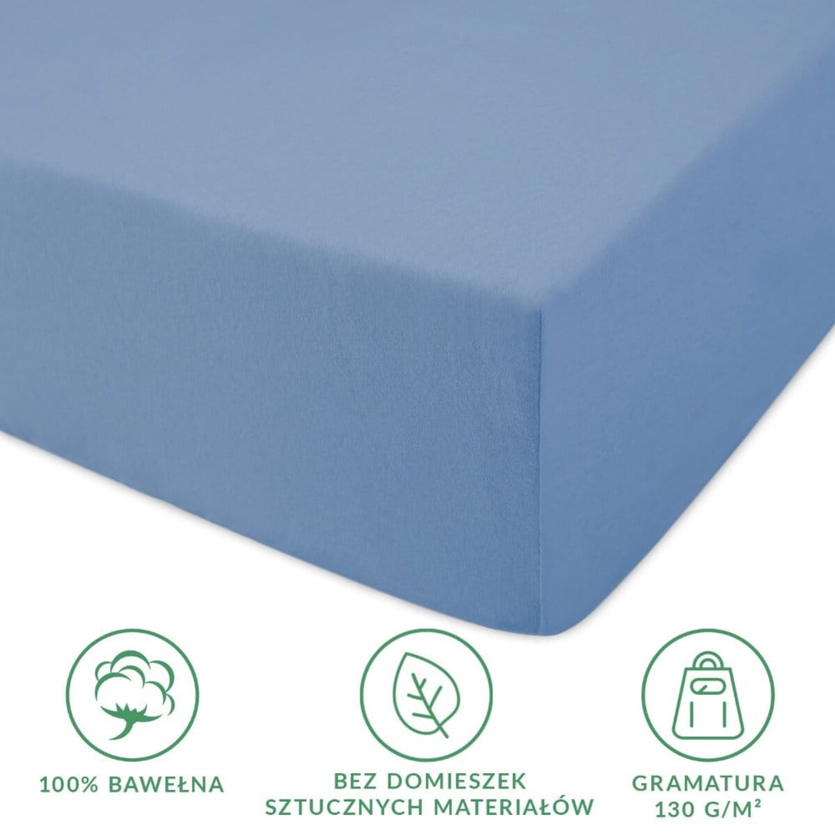 Prześcieradło jersey z gumką 140x200 kolor Niebieski
