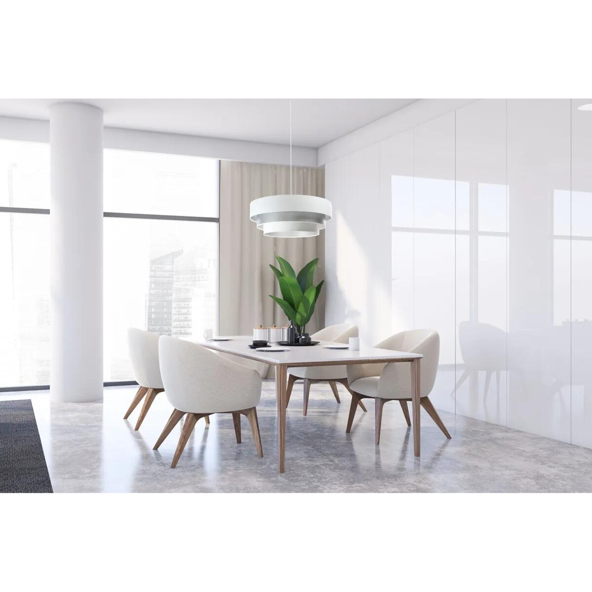 Lampa wisząca TRIO MIX biała/srebrna