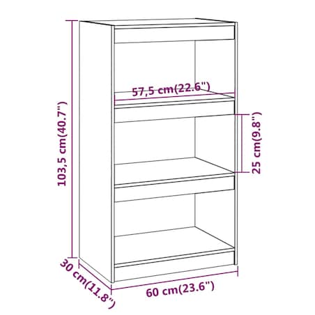 vidaXL Regał na książki/przegroda, czarny, 60x30x103,5 cm, sosnowy