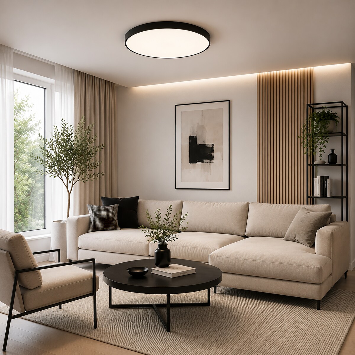 Lampa Sufitowa Łazienkowa Tk Lighting Velis Czarny Plafon Led 60W Ip54 Zmienna Barwa, Ściemniany
