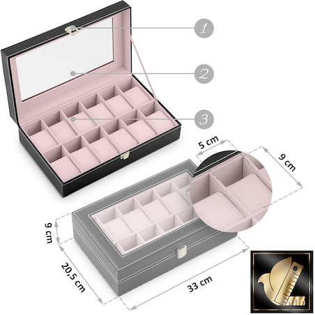 Pudełko na zegarki szkatułka organizer etui 12 szt. Massido