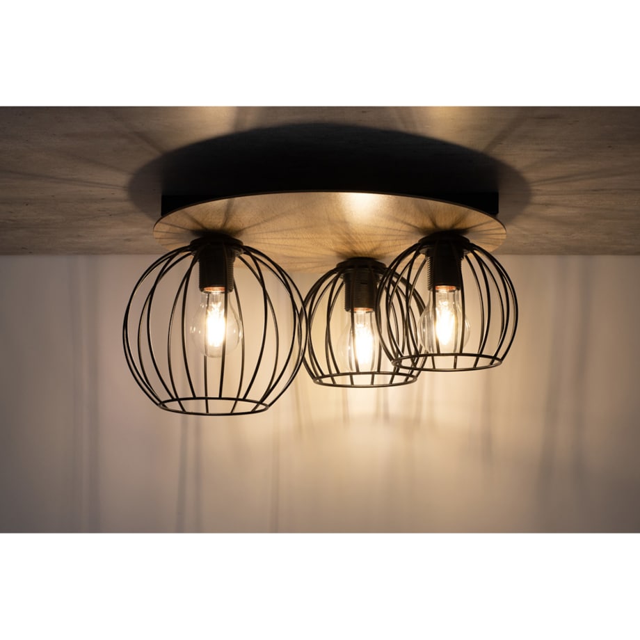 Lampa sufitowa Cyber 32356 druciak do przedpokoju czarny drewno