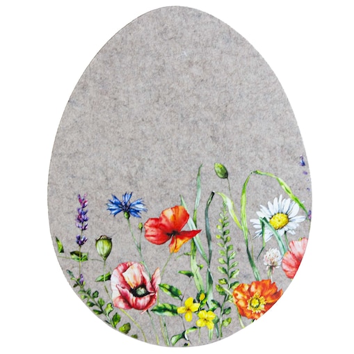 Podkładka Filcowa Wielkanocna Pisanka Na Stół Dekoracyjna Ozdobna Kwiaty Jasnoszara 40X31,5 Cm