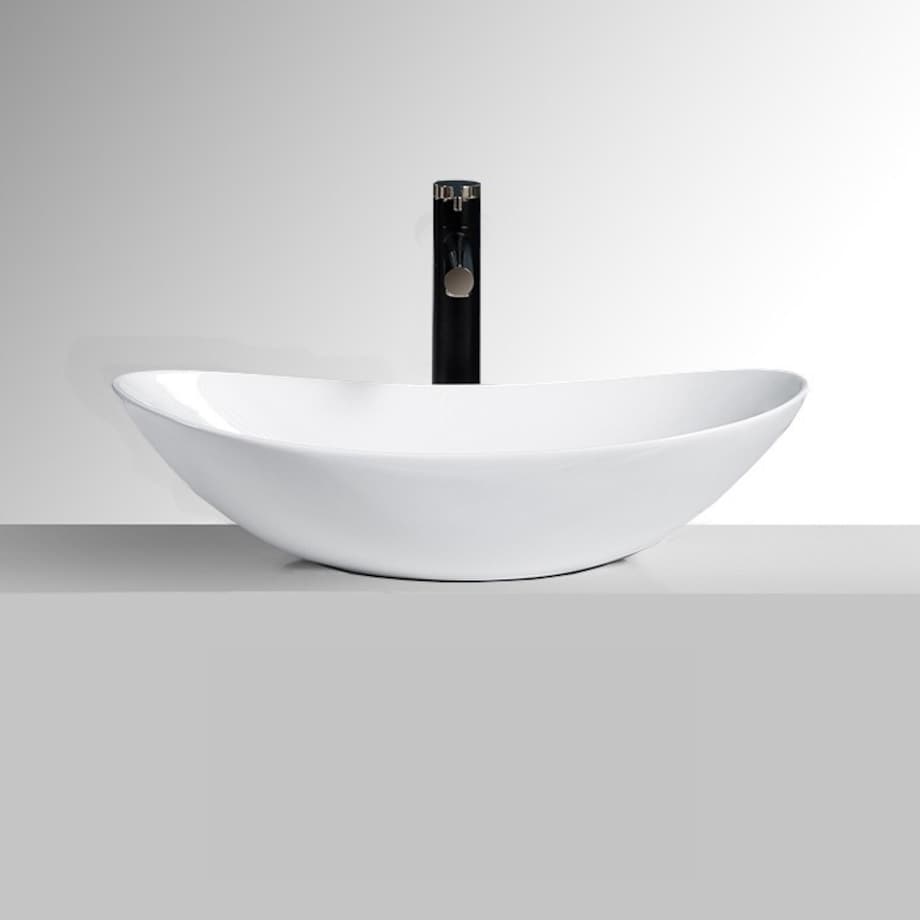 Umywalka nablatowa owalna ceramiczna biała połysk