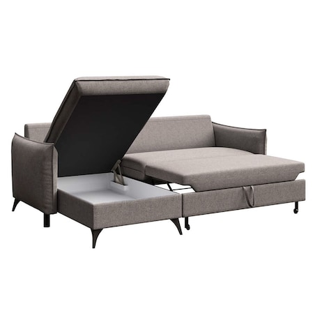 Brim Sofa narożna lewa z funkcją spania i pojemnikiem lewa szara