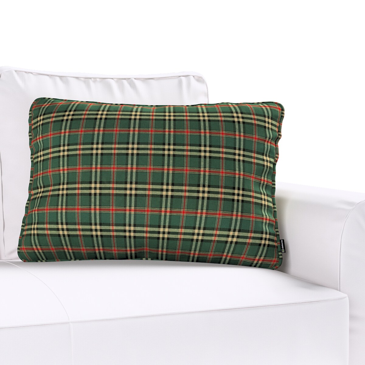 Poszewka Gabi na poduszkę prostokątna 60x40 zielono-czerwona kratka