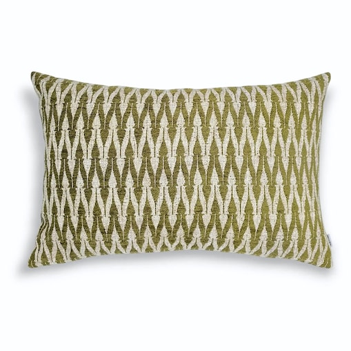 Beżowo‑zielona poduszka dekoracyjna 60x40 Alto – chevron stylizowany
