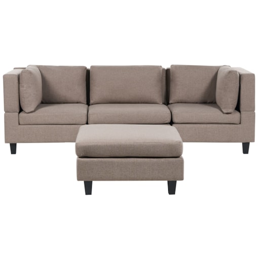 Sofa modułowa 3-osobowa z otomaną brązowa UNSTAD