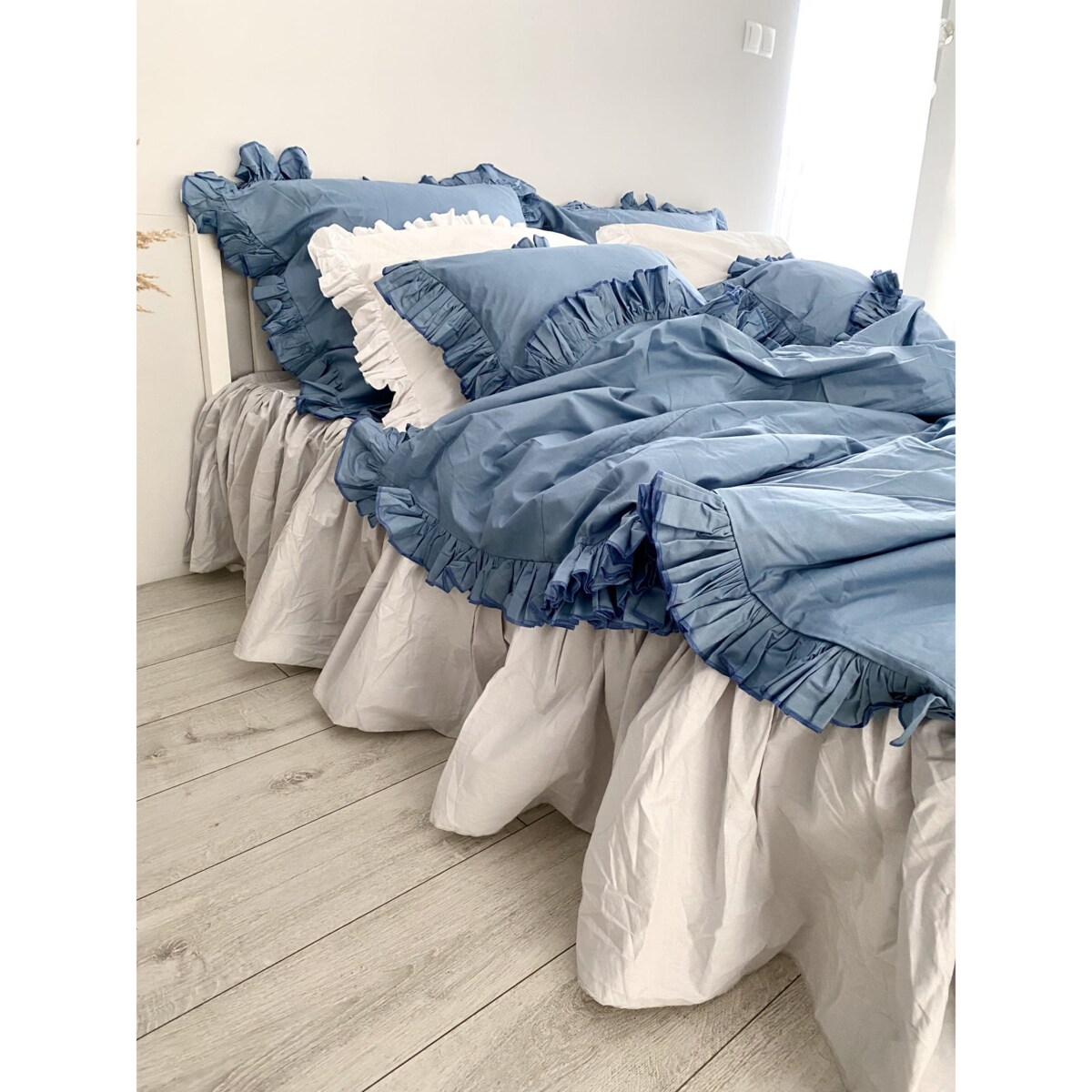 Prześcieradło z falbanką - jasnoszare 150/200