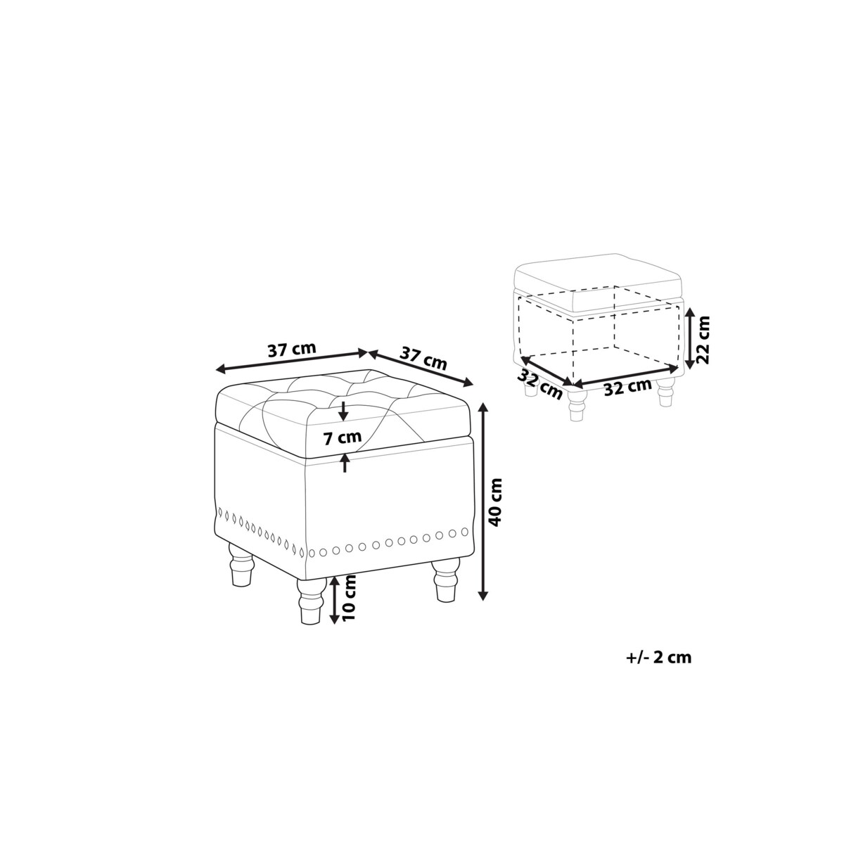 Puf ze schowkiem welurowy ciemnoniebieski LORETTO