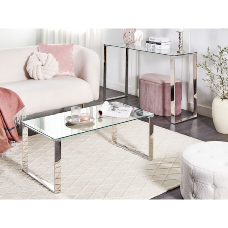 Stolik kawowy Szkło hartowane Srebrny TILON