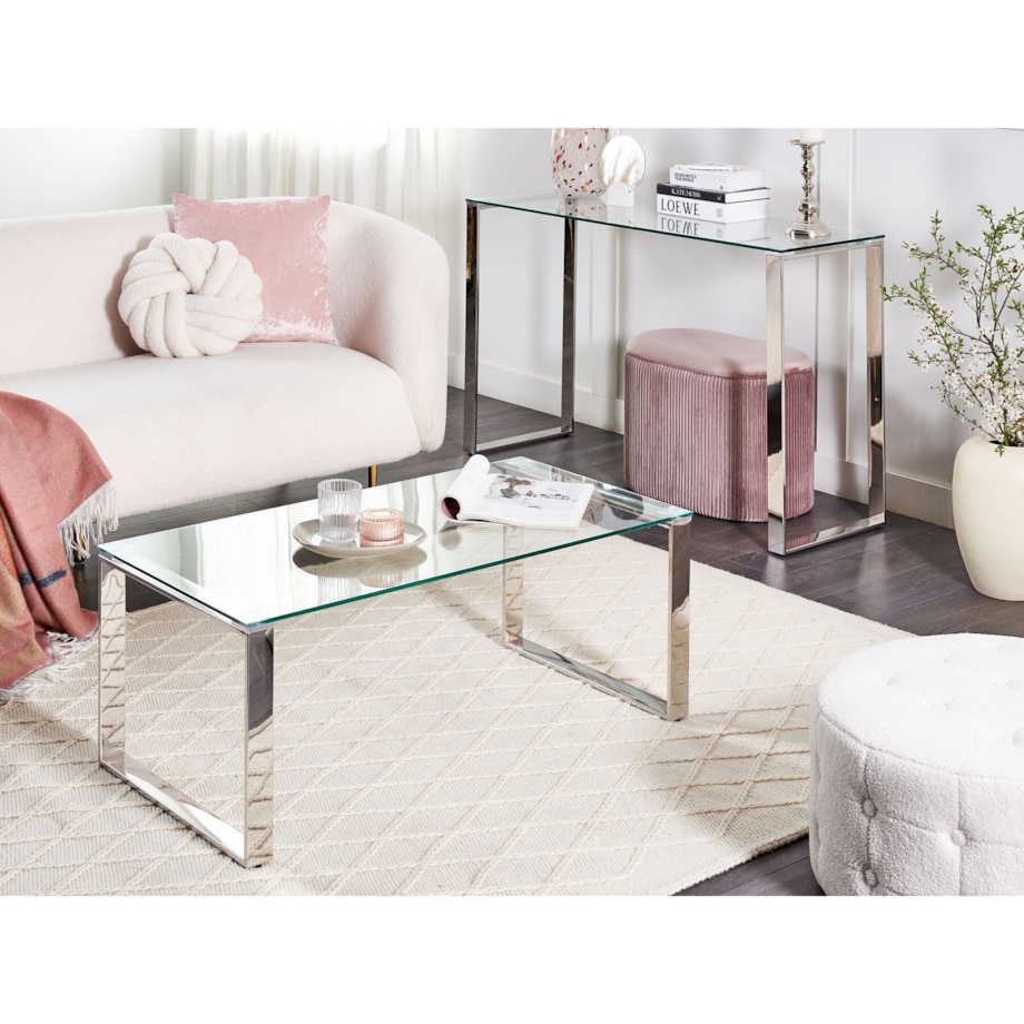 Stolik kawowy Szkło hartowane Srebrny TILON