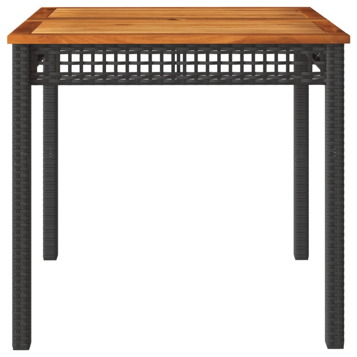 vidaXL Stolik ogrodowy, czarny, 80x80x75 cm, polirattan i akacja