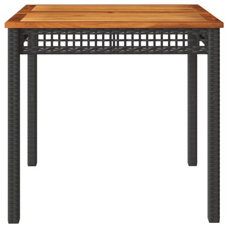 vidaXL Stolik ogrodowy, czarny, 80x80x75 cm, polirattan i akacja
