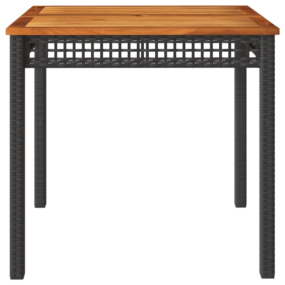 vidaXL Stolik ogrodowy, czarny, 80x80x75 cm, polirattan i akacja