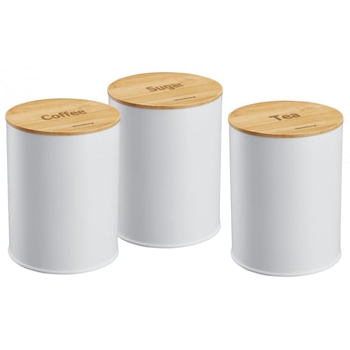 Zestaw 3 pojemników kawa herbata cukier biały KLAUSBERG