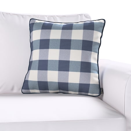 Poszewka Gabi na poduszkę 45x45 granatowo-biała krata (5,5x5,5cm)
