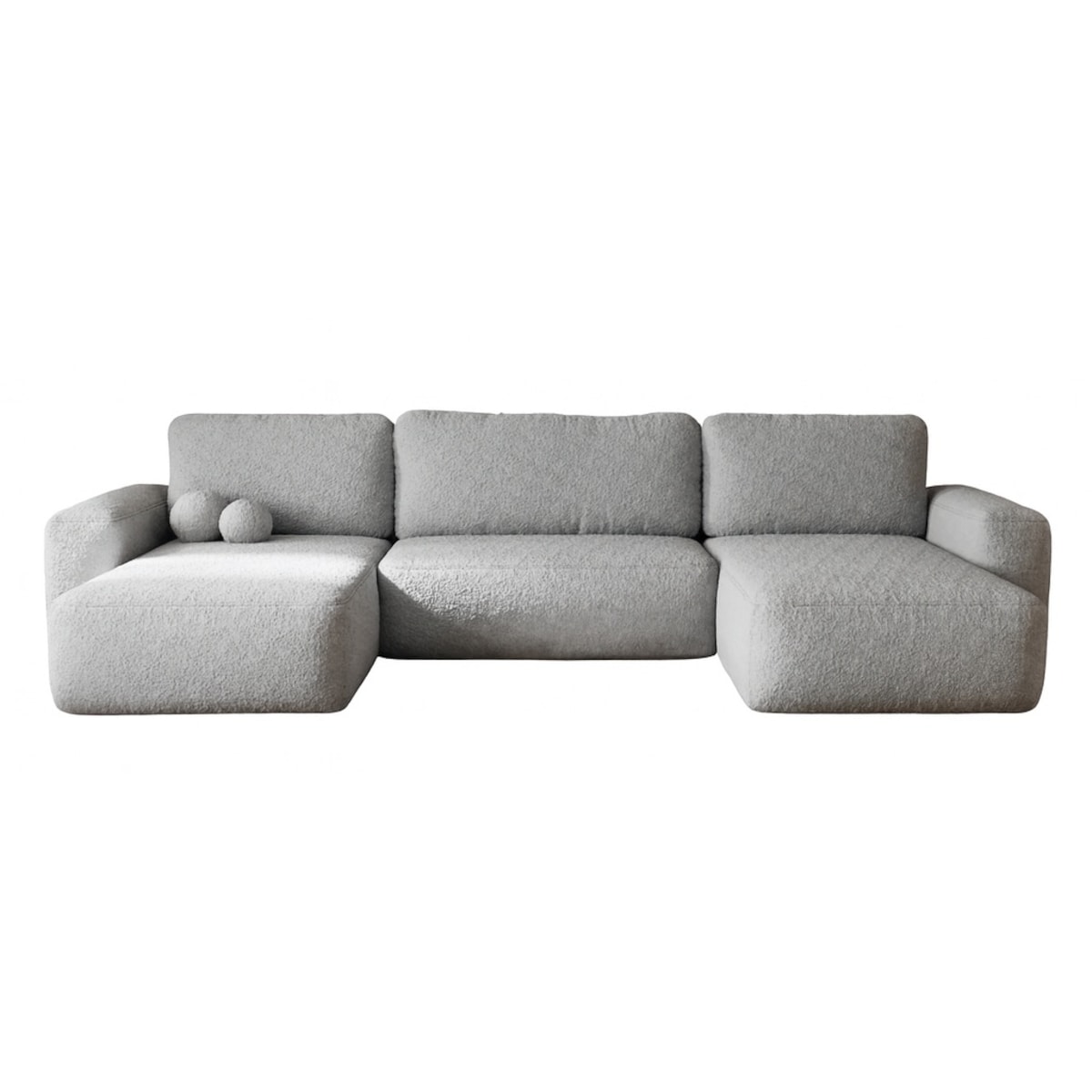 Narożnik U ILO z pojemnikiem na pościel i funkcja spania, jasno-szary