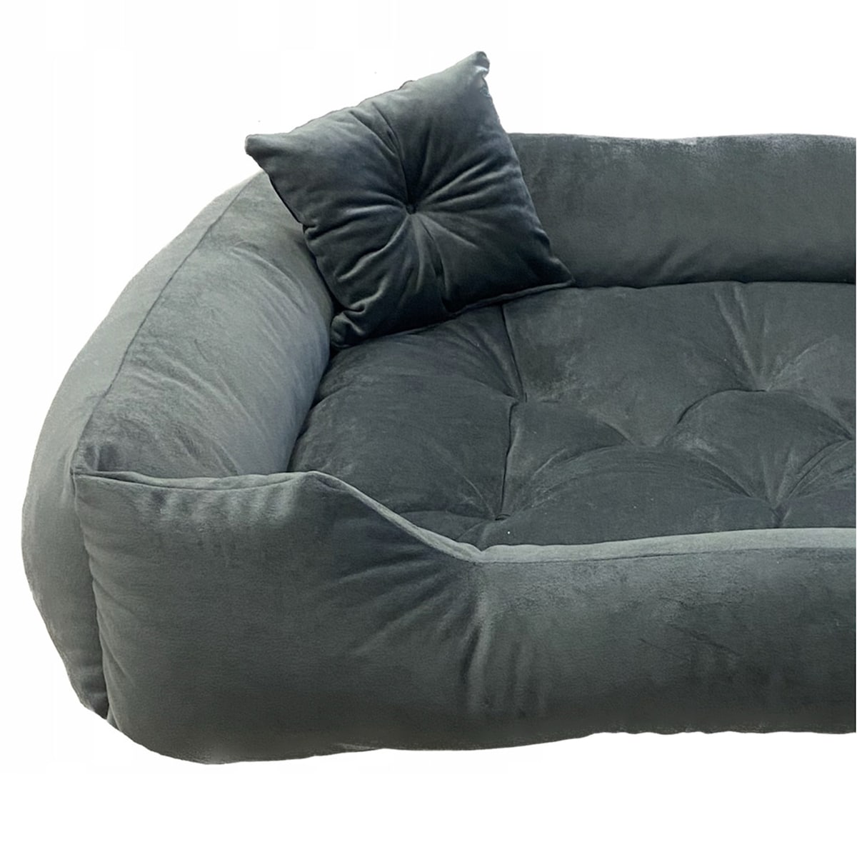 Legowisko Dla Psa Kanapa Posłanie Welurowe 90X75 Cm Pikowane Prestiżowe Szare