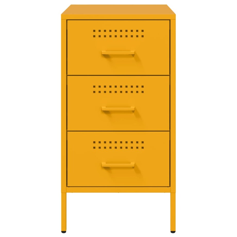 vidaXL Szafka nocna, musztardowa, 36x39x68 cm, stal