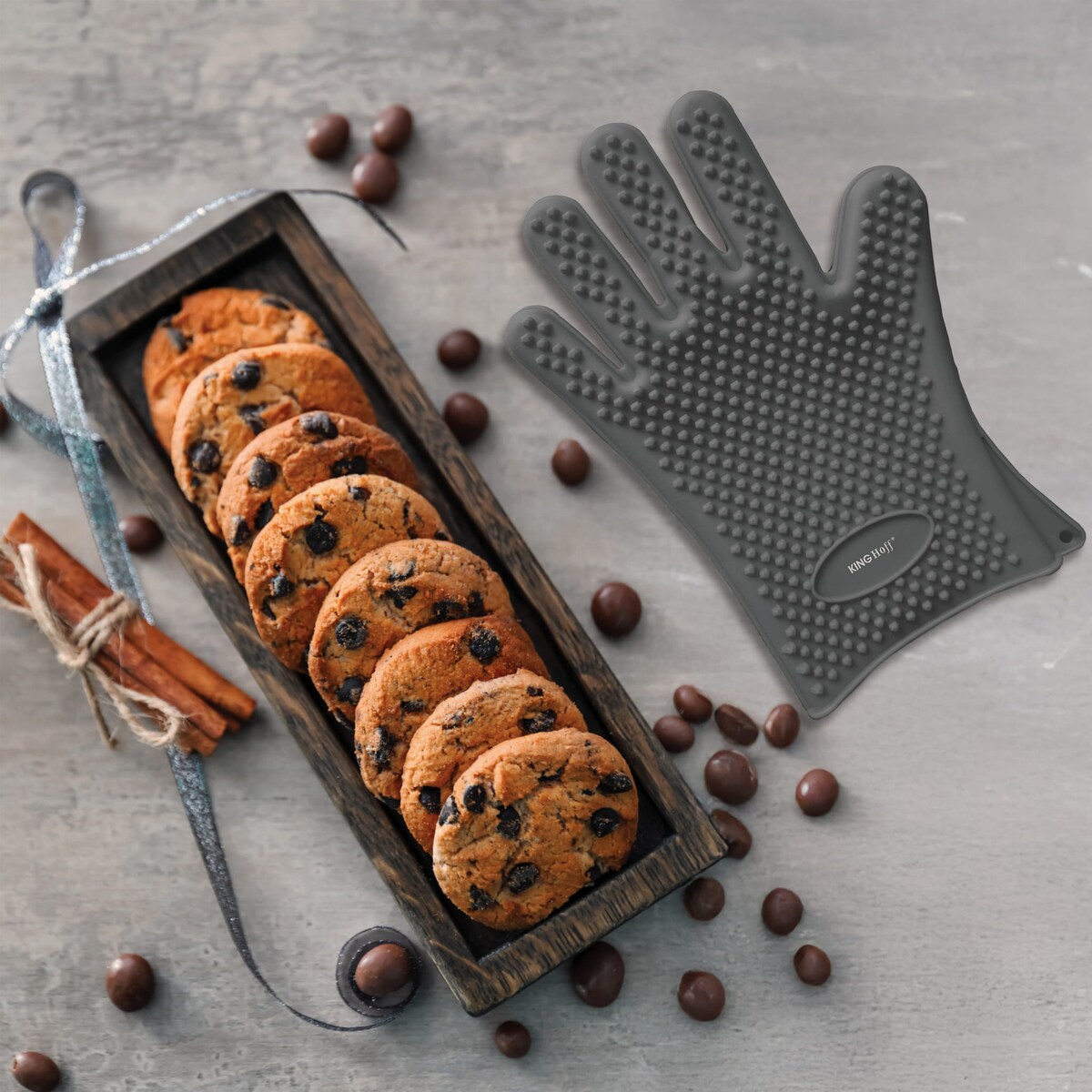 Rękawica kuchenna silikonowa szara uchwyt do gorących naczyń KINGHOFF