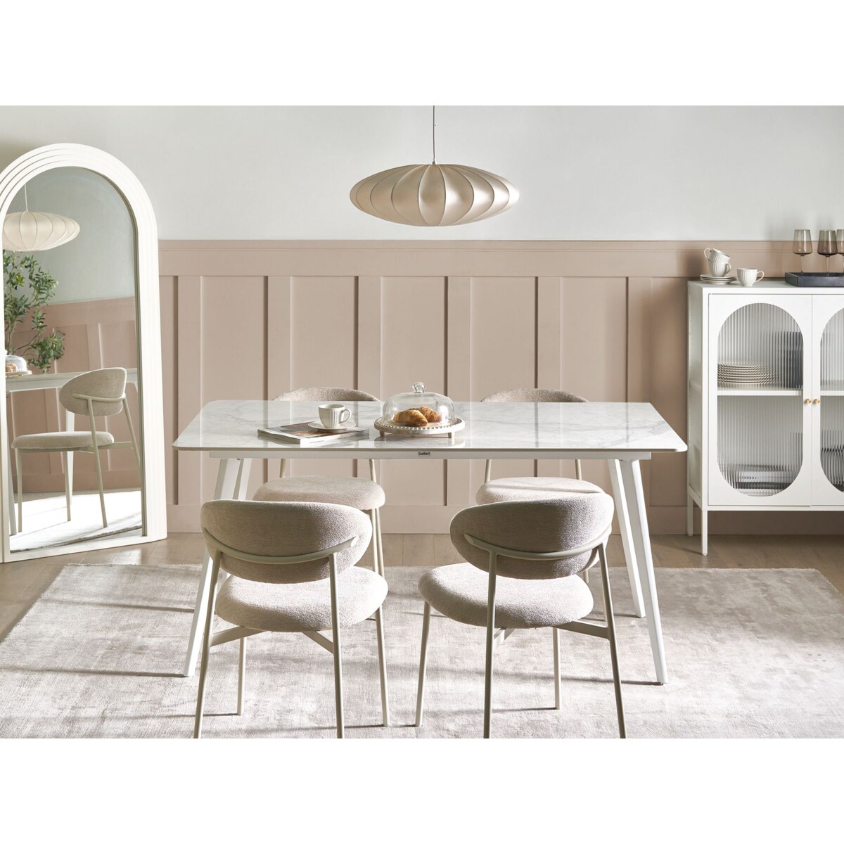 Stół ogrodowy RODALLO 160 cm 90 cm Kamień Biały marmur