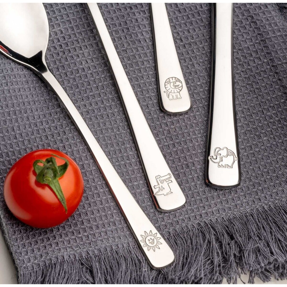 Zestaw 4cz sztućców dla dzieci krokodyl,lew,słoń BAMBINI - Leonardo