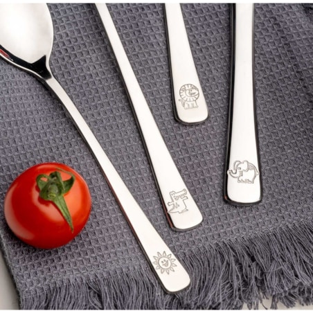Zestaw 4cz sztućców dla dzieci krokodyl,lew,słoń BAMBINI - Leonardo