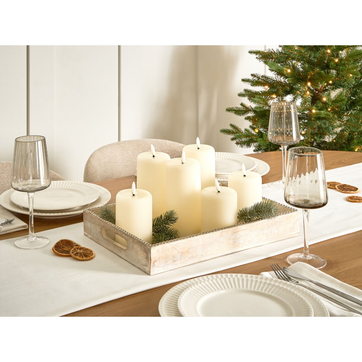 Zestaw 6 świec LED NOISETTE 10/16 cm Złamana biel