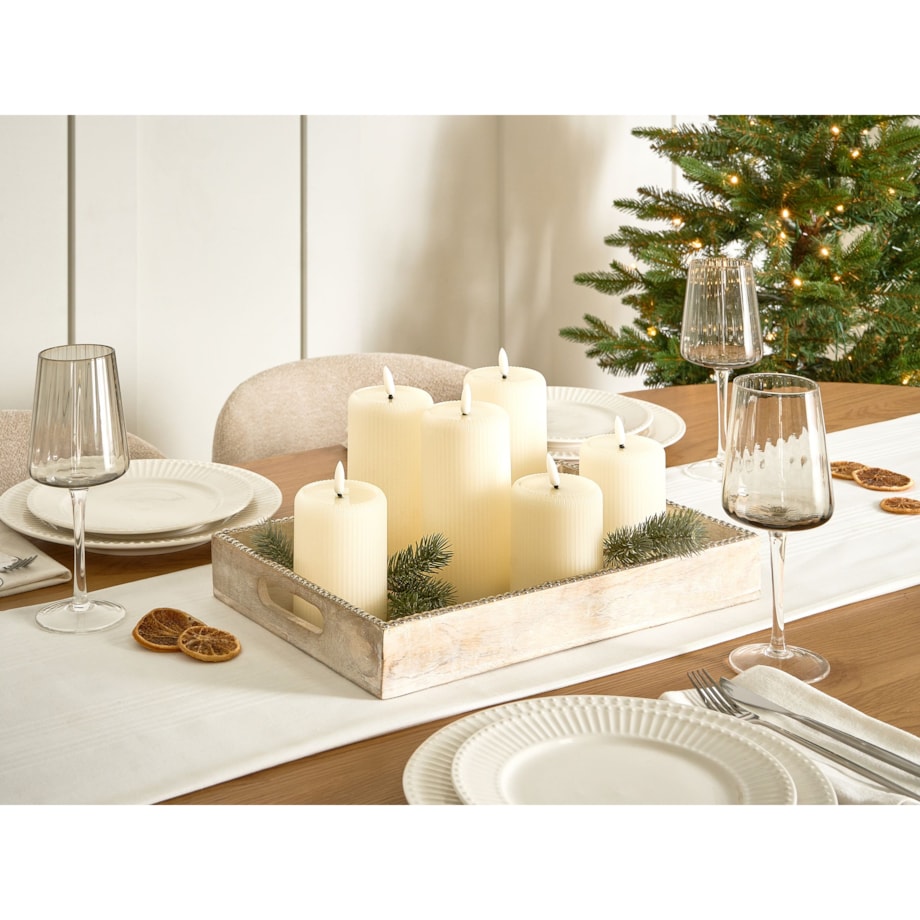 Zestaw 6 świec LED NOISETTE 10/16 cm Złamana biel