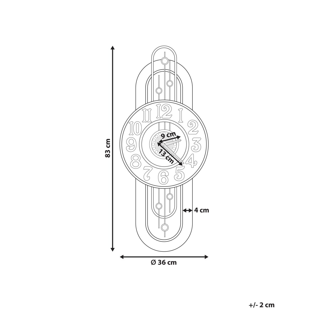 Zegar ścienny 36 x 83 cm złoty NOBELIUM