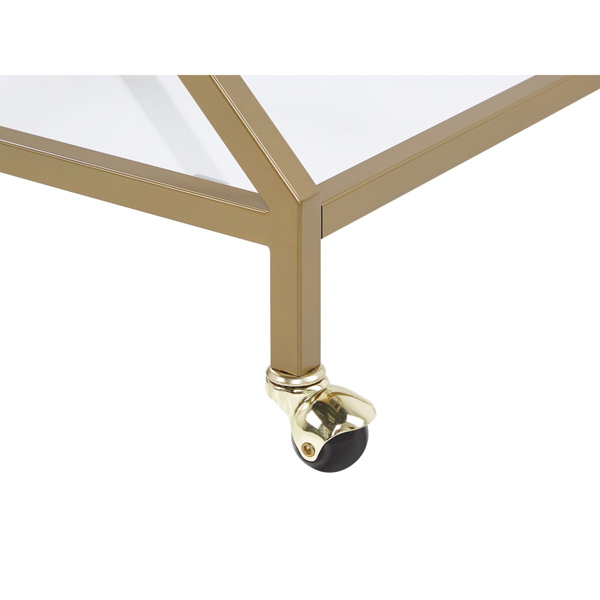 Metalowy wózek kuchenny 2-poziomowy ze szklanym blatem złoty IVERA