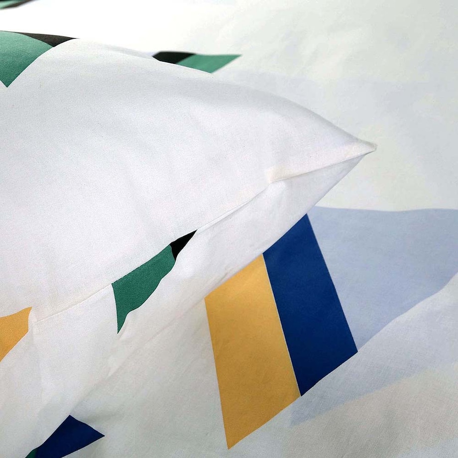 Pościel bawełniana 140x200 Rytm biała w kolorową geometrię, Cottonlove