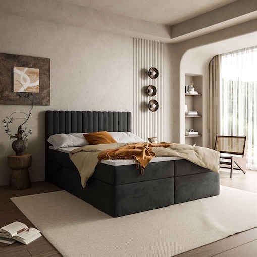 Łóżko kontynentalne JANELLE z materacem bonellowym, 180x200, Jasmine 100, topper