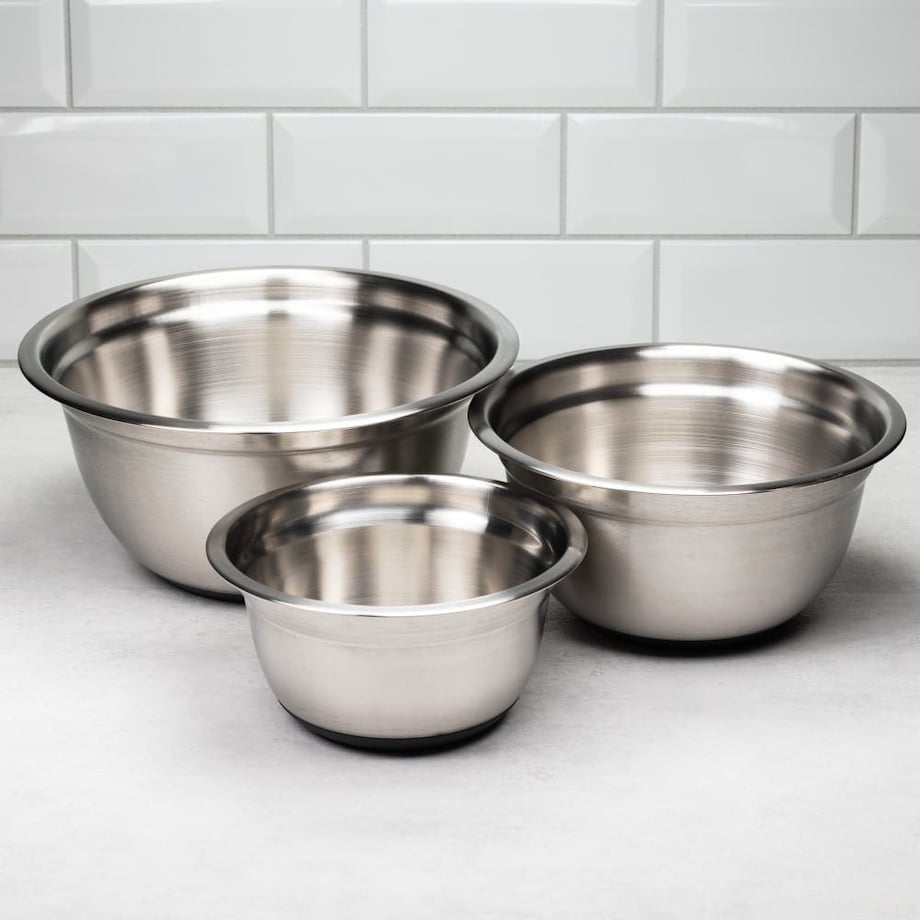 Zestaw 3 misek stalowych z podstawą silikonową miski kuchenne KLAUSBERG