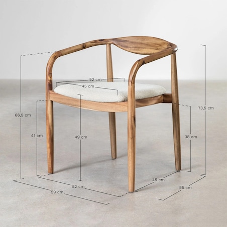 Krzesło z drewna z szenilowym siedziskiem Mallory brązowe