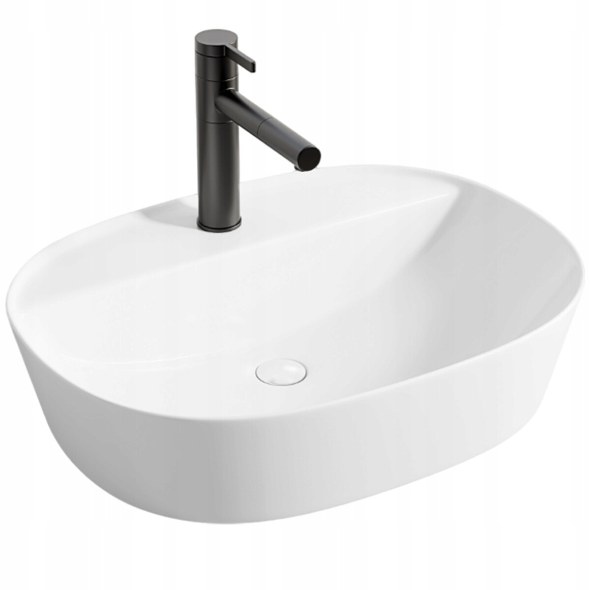 Umywalka nablatowa stawiana biała ceramiczna owalna 50 x 38 cm