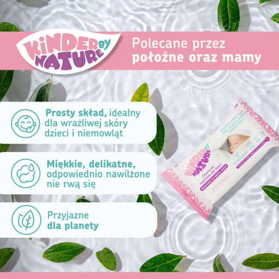 Chusteczki nawilżane dla noworodków i dzieci 6 opakowań (336 szt.) Kinder by Nature