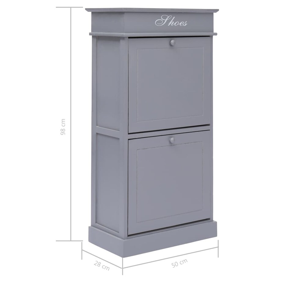 vidaXL Szafka na buty, szara, 50 x 28 x 98 cm, drewno paulownia