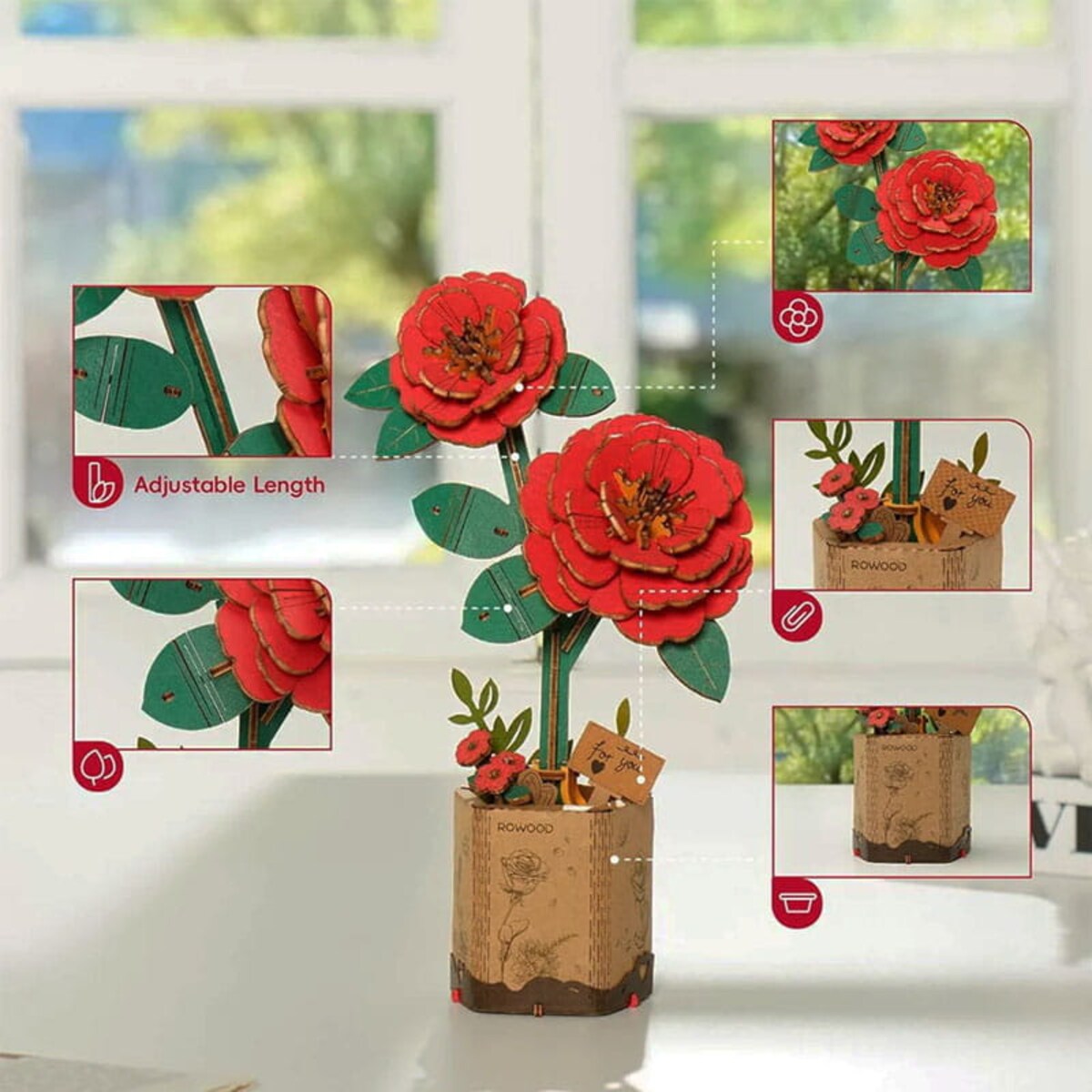 Czerwona kamelia DIY - kwiaty Robotime