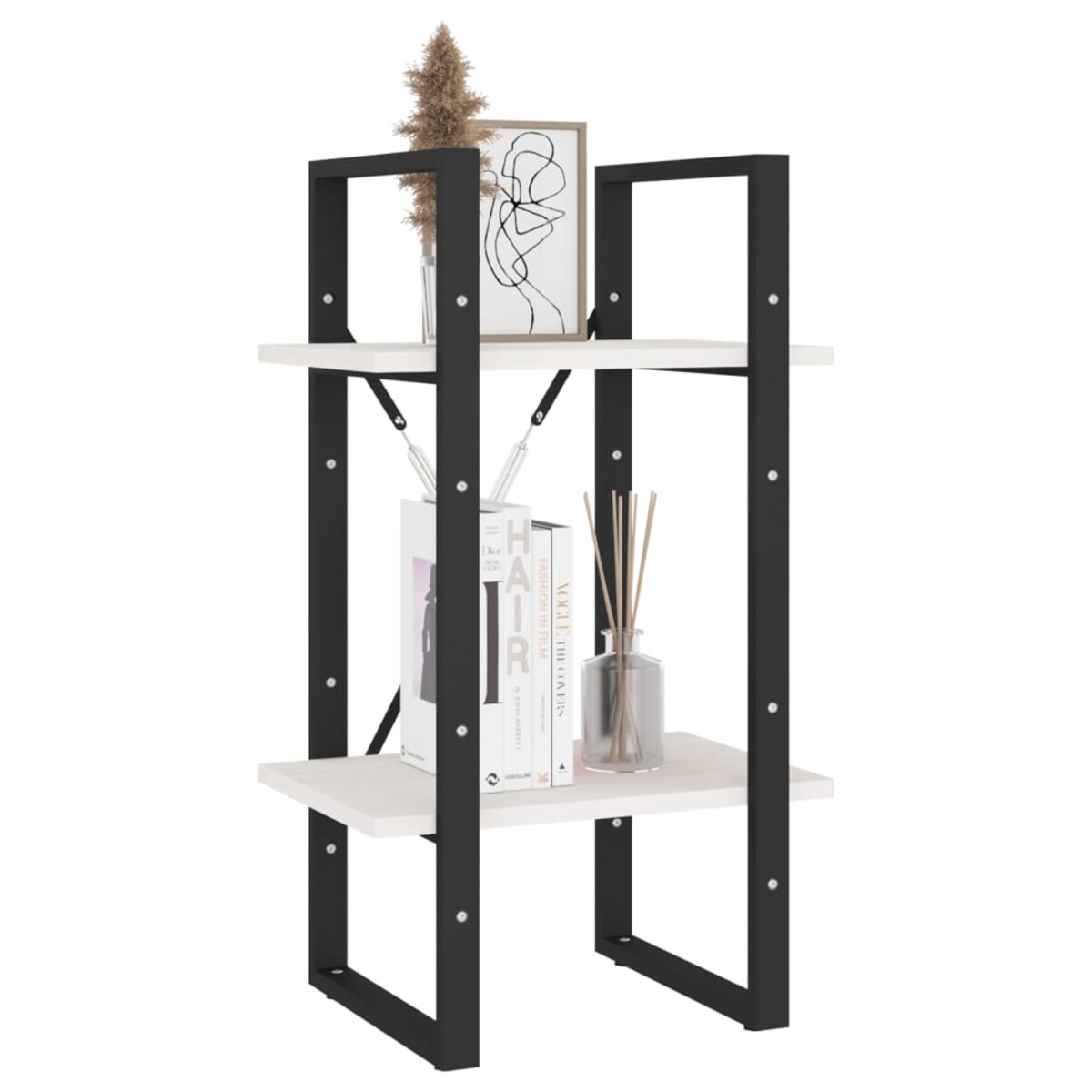 vidaXL Regał, 2 półki, biały, 40x30x70 cm, lite drewno sosnowe