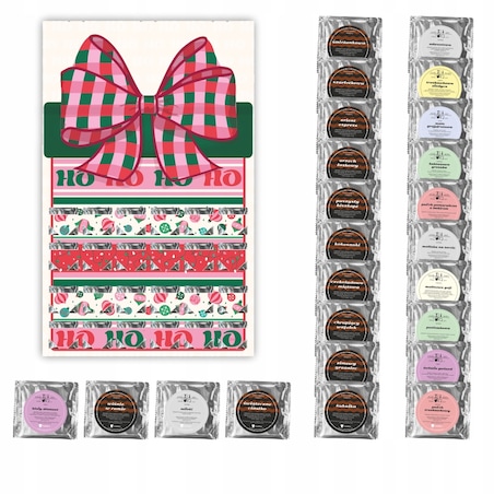 MAXI Kalendarz adwentowy z kawą i herbatą Christmas Countdown - 24 różne saszetki z kawą mieloną i aromatycznym suszem, prezent, upominek, podarunek na Mikołaja Mikołajki