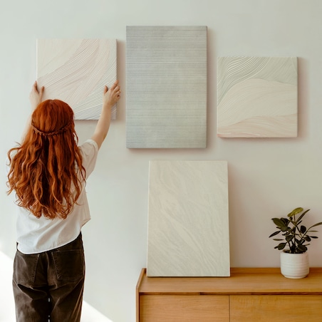 Zestaw 4 obrazów na płótnie - Jasne struktury wzory piasek w stylu industrialnym - szary