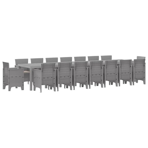 vidaXL Zestaw do jadalni w ogrodzie 17 pcs Jasnoszary Rattan Polt