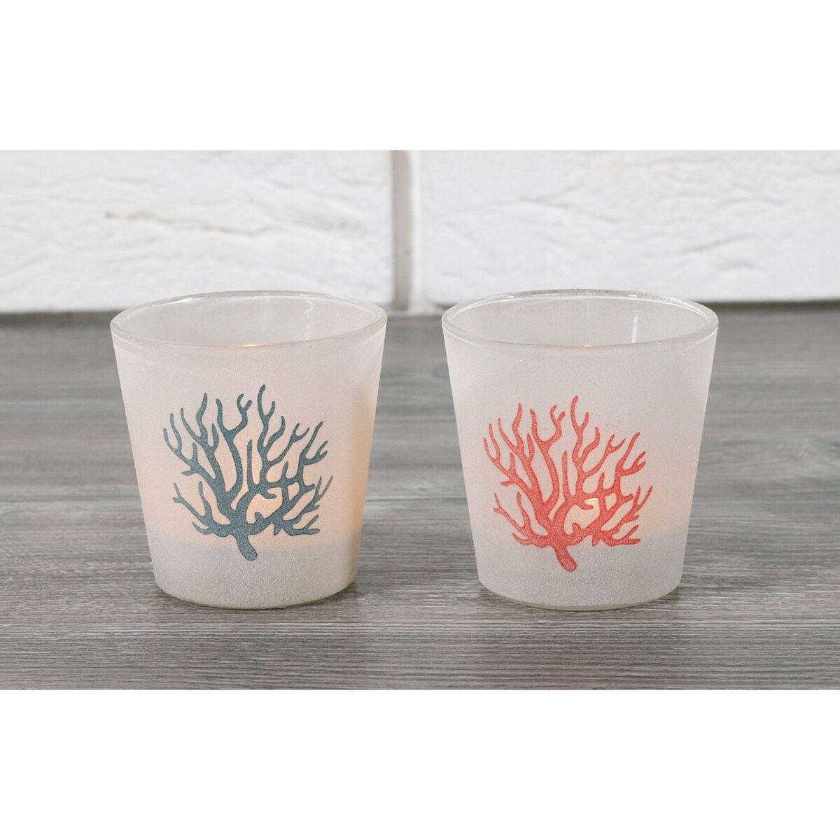 2 szt. ŚWIECZNIK tealight SZKLANY drzewo
