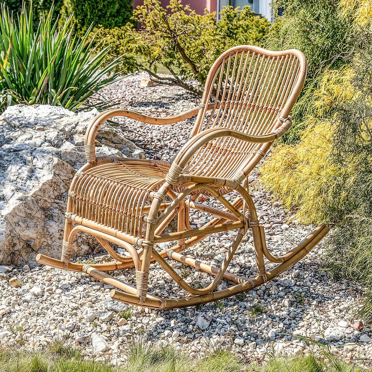 Fotel bujany rattanowy Leon naturalny, 68 x 105 x 86