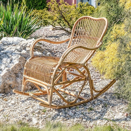 Fotel bujany rattanowy Leon naturalny, 68 x 105 x 86